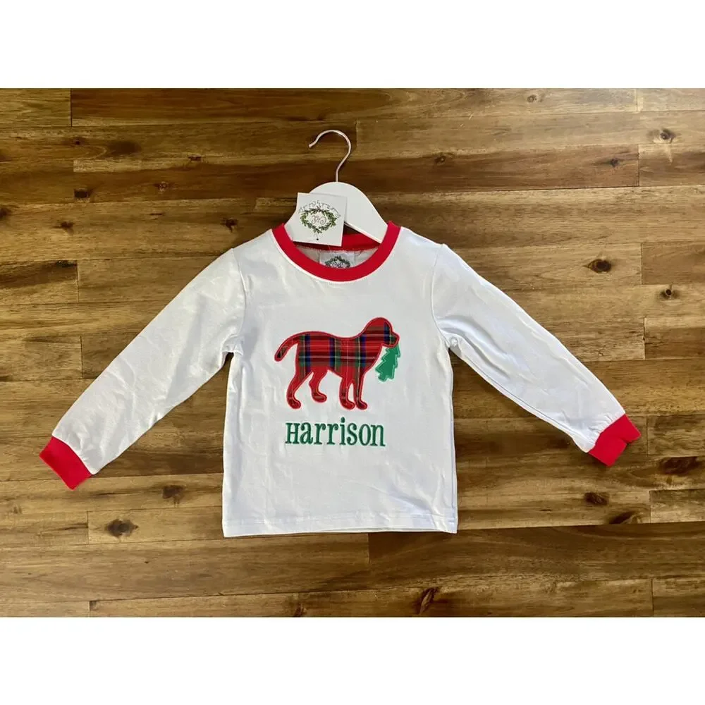 NWT Cecil & Lou Harrison Christmas Embroidered Dog Knit Red Holiday Pajamas 2T
